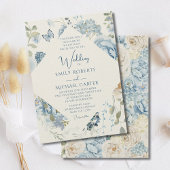 Romantisch Dusty Blue Waterverf Bloemen Huwelijk Kaart