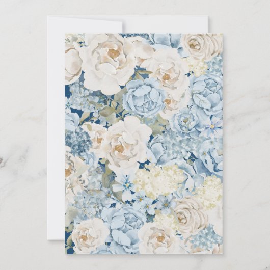 Romantisch Dusty Blue Waterverf Bloemen Huwelijk Kaart (Achterkant)