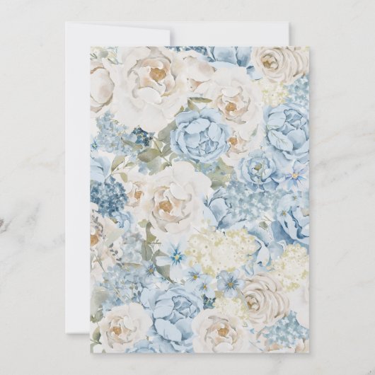 Romantisch Dusty Blue Waterverf Bloemen Huwelijk Kaart (Achterkant)
