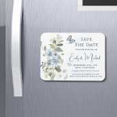 Romantisch Dusty Blue Waterverf Bloemen Huwelijk Magneet