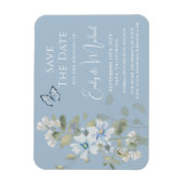 Romantisch Dusty Blue Waterverf Bloemen Huwelijk Magneet (Verticaal)