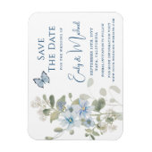 Romantisch Dusty Blue Waterverf Bloemen Huwelijk Magneet (Verticaal)