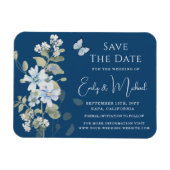 Romantisch Dusty Blue Waterverf Bloemen Huwelijk Magneet (Horizontaal)