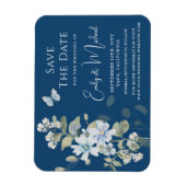 Romantisch Dusty Blue Waterverf Bloemen Huwelijk Magneet (Verticaal)