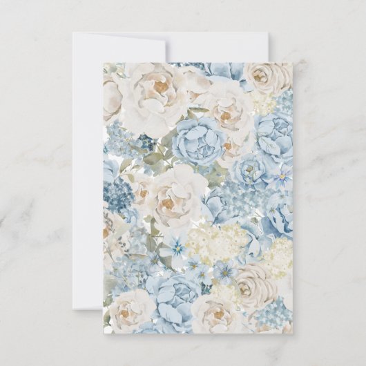 Romantisch Dusty Blue Waterverf Bloemen Huwelijk R RSVP Kaartje (Achterkant)
