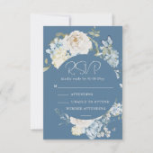 Romantisch Dusty Blue Waterverf Bloemen Huwelijk R RSVP Kaartje (Voorkant)