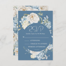 Romantisch Dusty Blue Waterverf Bloemen Huwelijk R RSVP Kaartje