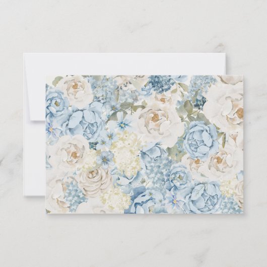 Romantisch Dusty Blue Waterverf Bloemen Huwelijk R RSVP Kaartje (Achterkant)
