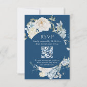 Romantisch Dusty Blue Waterverf Bloemen Huwelijk R RSVP Kaartje (Voorkant)