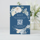 Romantisch Dusty Blue Waterverf Bloemen Huwelijk R RSVP Kaartje (Staand voorkant)