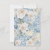 Romantisch Dusty Blue Waterverf Bloemen Huwelijk R RSVP Kaartje (Achterkant)