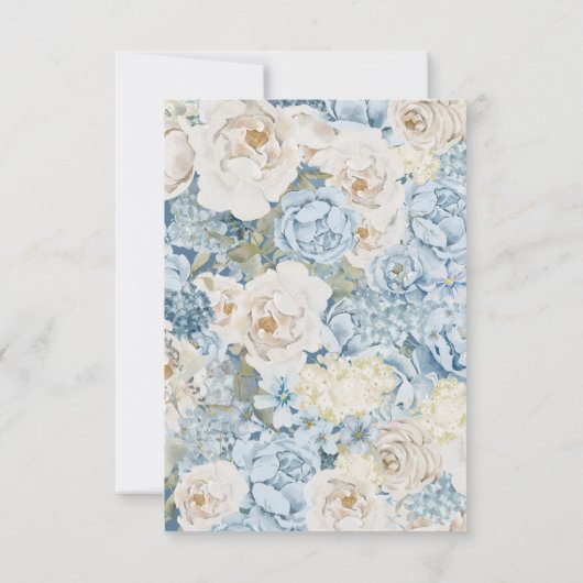 Romantisch Dusty Blue Waterverf Bloemen Huwelijk R RSVP Kaartje (Achterkant)