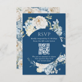 Romantisch Dusty Blue Waterverf Bloemen Huwelijk R RSVP Kaartje