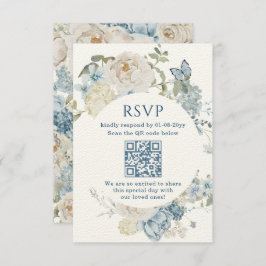 Romantisch Dusty Blue Waterverf Bloemen Huwelijk R RSVP Kaartje