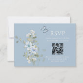 Romantisch Dusty Blue Waterverf Bloemen Huwelijk R RSVP Kaartje (Voorkant)