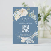 Romantisch Dusty Blue Waterverf Bloemen Huwelijk R RSVP Kaartje (Staand voorkant)
