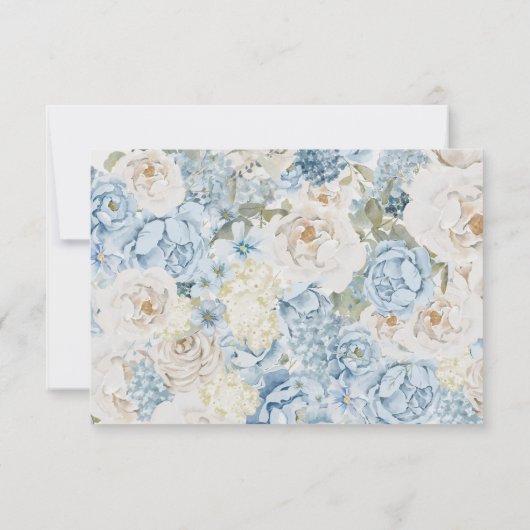 Romantisch Dusty Blue Waterverf Bloemen Huwelijk R RSVP Kaartje (Achterkant)