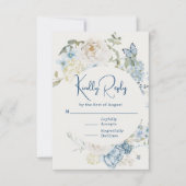Romantisch Dusty Blue Waterverf Bloemen Huwelijk RSVP Kaartje (Voorkant)