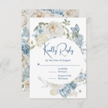 Romantisch Dusty Blue Waterverf Bloemen Huwelijk