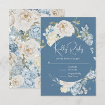 Romantisch Dusty Blue Waterverf Bloemen Huwelijk