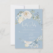 Romantisch Dusty Blue Waterverf Bloemen Huwelijk RSVP Kaartje (Voorkant)