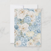 Romantisch Dusty Blue Waterverf Bloemen Huwelijk RSVP Kaartje (Achterkant)