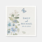 Romantisch Dusty Blue Waterverf Bloemen Huwelijk Servet (Voorkant)
