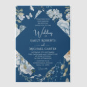 Romantisch Dusty Blue Waterverf Bloemen Huwelijk Vellum Uitnodigingen (Voorkant)