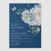 Romantisch Dusty Blue Waterverf Bloemen Huwelijk Vellum Uitnodigingen (Voorkant)