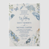 Romantisch Dusty Blue Waterverf Bloemen Huwelijk Vellum Uitnodigingen (Voorkant)