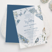 Romantisch Dusty Blue Waterverf Bloemen Huwelijk Vellum Uitnodigingen