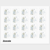 Romantisch Dusty Blue Waterverf Bloemen Huwelijk Vierkante Sticker (Vel)