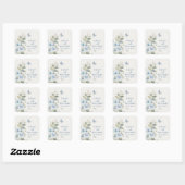 Romantisch Dusty Blue Waterverf Bloemen Huwelijk Vierkante Sticker (Vel)