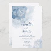 Romantisch Dusty Blue Waterverf Bloemen Kaart (Voorkant / Achterkant)