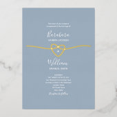 Romantisch Dusty Blue Wedding Gold Folie Uitnodiging (Voorkant)