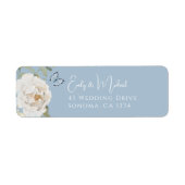 Romantisch Dusty Blue Welkom Bloemen Huwelijk Etiket (Voorkant)