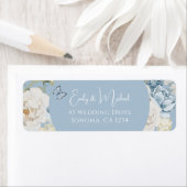 Romantisch Dusty Blue Welkom Bloemen Huwelijk Etiket (Insitu)