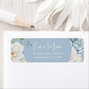 Romantisch Dusty Blue Welkom Bloemen Huwelijk Etiket