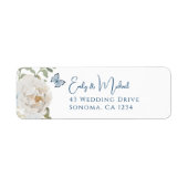 Romantisch Dusty Blue Welkom Bloemen Huwelijk Etiket (Voorkant)