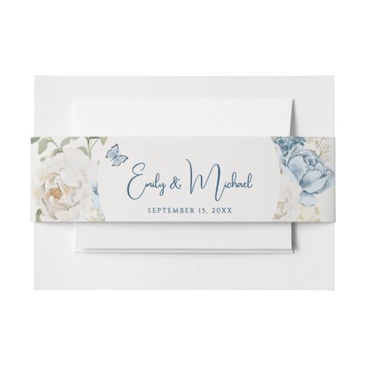 Romantisch Dusty Blue Welkom Bloemen Huwelijk Uitnodigingen Wikkel (Voorkant Voorbeeld)