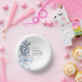 Romantisch Dusty Blue & White Calla Lily Wegwerp Papieren Kommen (Feest)