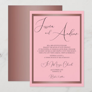 Romantisch Dusty Pink & Roos Gold Wedding Kaart