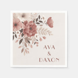 Romantisch Dusty Roos & Blush Bloemen Huwelijk Servet