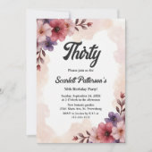 Romantisch Dusty Roos Zomer Bloemen 30e Verjaardag Kaart (Voorkant)