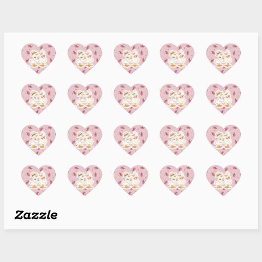 Romantisch Eend Paar Hart Sticker (Vel)