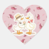 Romantisch Eend Paar Hart Sticker (Voorkant)