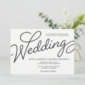 Romantisch Eenvoudig Bruiloft zwart-wit Kaart (Staand voorkant)