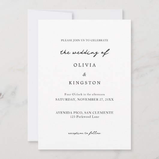 Romantisch Eenvoudig Script Trouwen Kaart (Voorkant)