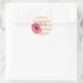 Romantisch Eenvoudige Strepen Bloemen Dank u Ronde Sticker (Tas)