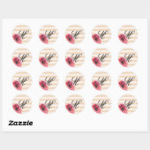 Romantisch Eenvoudige Strepen Floral Monogram Scri Ronde Sticker (Vel)